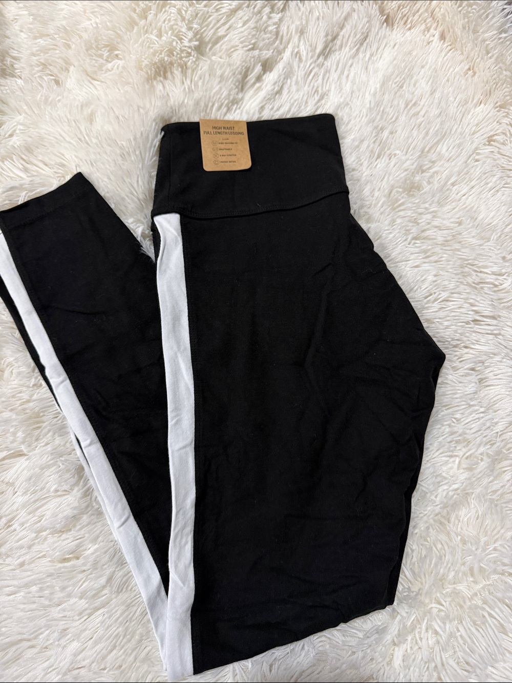 PINK Victoria's Secret Black Leggings with White Side Stripe